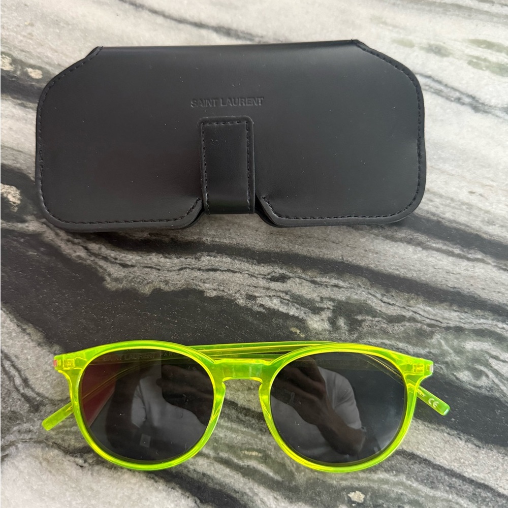 Saint Laurent Vibrant Green Sunglasses with Black Case